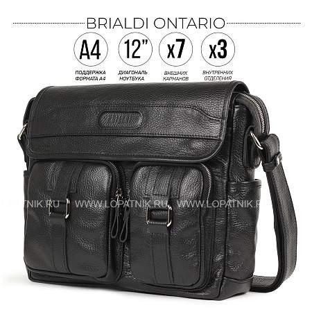 горизонтальная сумка через плечо brialdi ontario (онтарио) relief black br12995ea черный Brialdi