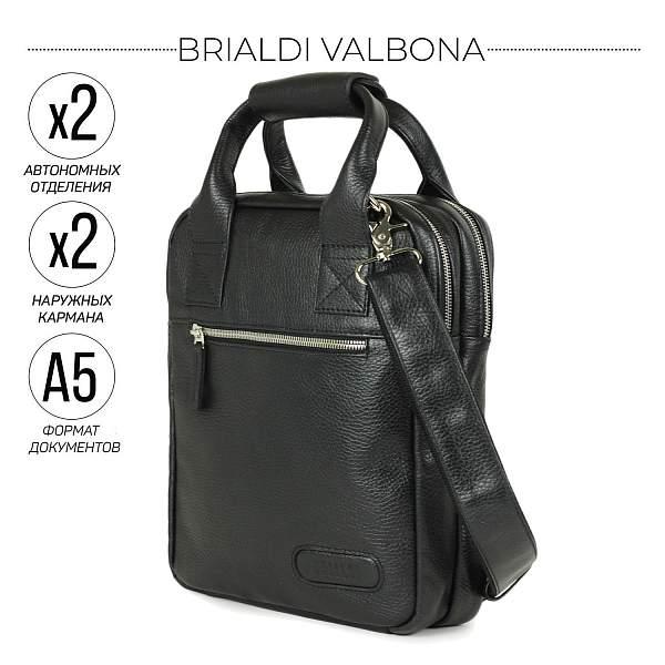 Кожаная сумка через плечо BRIALDI Valbona (Вальбона) relief black BR12999CM Черный Brialdi, Артикул: BR12999CM фото №1