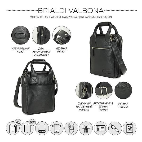Кожаная сумка через плечо BRIALDI Valbona (Вальбона) relief black BR12999CM Черный Brialdi, Артикул: BR12999CM фото №1