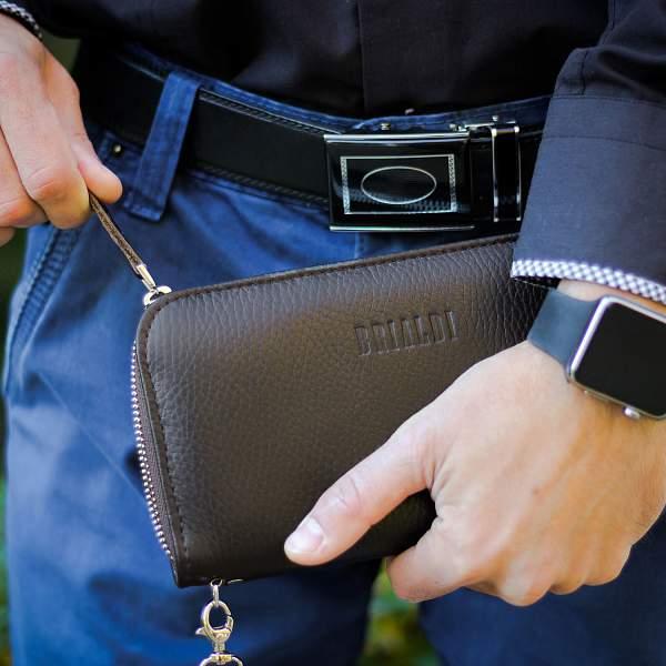 Мужской клатч BRIALDI Silvio (Сильвио) relief brown BR19842AL Коричневый Brialdi, Артикул: BR19842AL фото №1