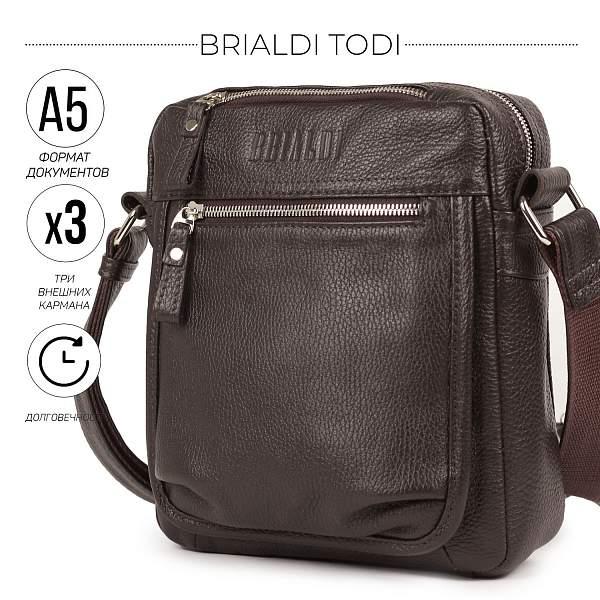 Вертикальная сумка через плечо BRIALDI Todi (Тоди) relief brown BR19855HY Коричневый Brialdi, Артикул: BR19855HY фото №1