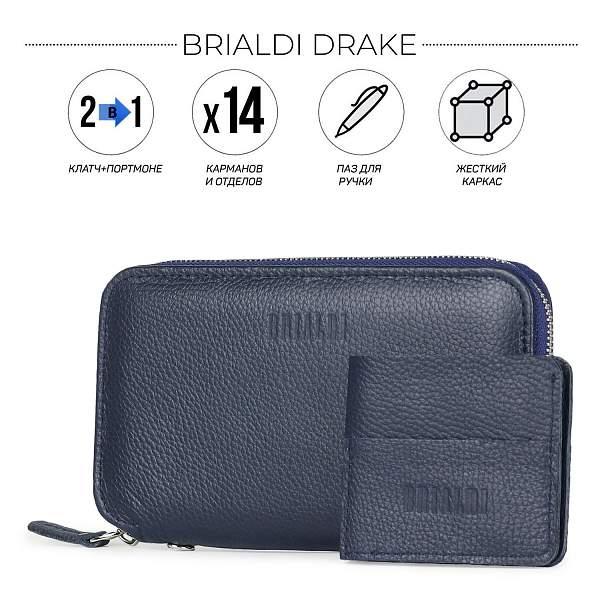 Мультиклатч 2-В-1 BRIALDI Drake (Дрейк) relief navy BR23098QF Синий Brialdi, Артикул: BR23098QF фото №1