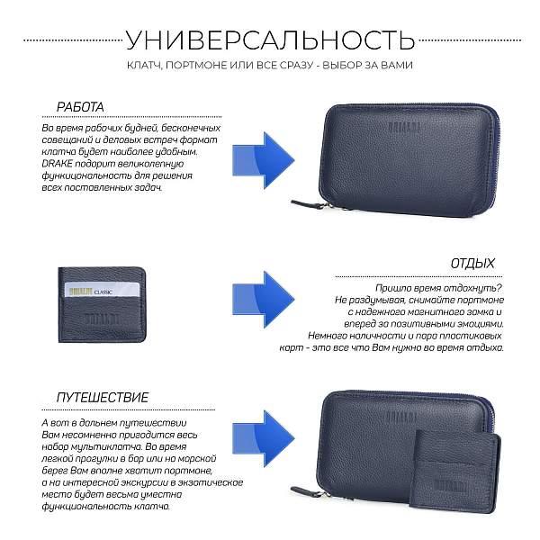 Мультиклатч 2-В-1 BRIALDI Drake (Дрейк) relief navy BR23098QF Синий Brialdi, Артикул: BR23098QF фото №1