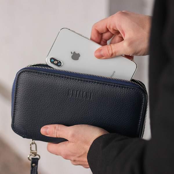 Мультиклатч 2-В-1 BRIALDI Drake (Дрейк) relief navy BR23098QF Синий Brialdi, Артикул: BR23098QF фото №1