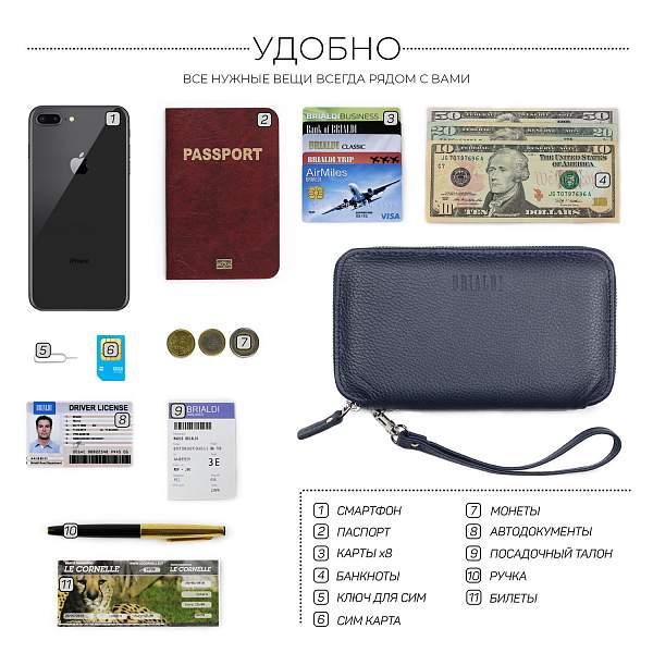 Мультиклатч 2-В-1 BRIALDI Drake (Дрейк) relief navy BR23098QF Синий Brialdi, Артикул: BR23098QF фото №1