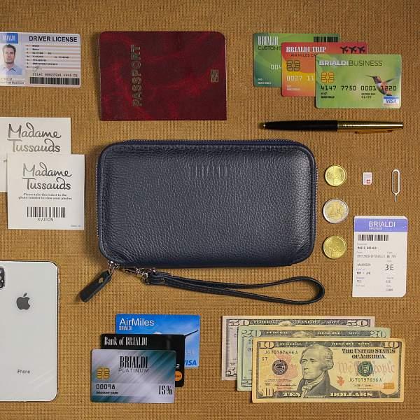 Мультиклатч 2-В-1 BRIALDI Drake (Дрейк) relief navy BR23098QF Синий Brialdi, Артикул: BR23098QF фото №1