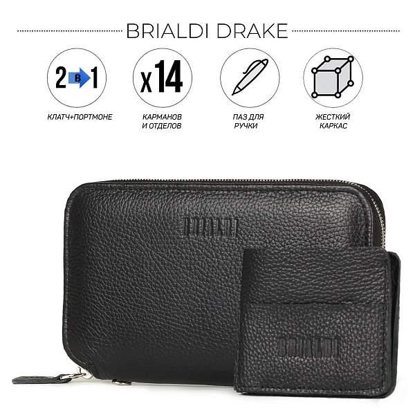 Мультиклатч 2-В-1 BRIALDI Drake (Дрейк) relief black BR23100NT Черный Brialdi, Артикул: BR23100NT фото №1