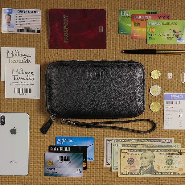 Мультиклатч 2-В-1 BRIALDI Drake (Дрейк) relief black BR23100NT Черный Brialdi, Артикул: BR23100NT фото №1