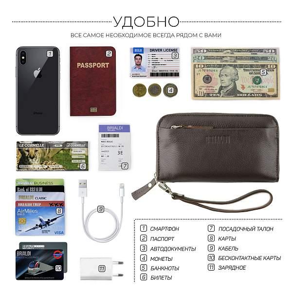 Мужской клатч BRIALDI Mersey (Мерси) relief brown BR28614LV Коричневый Brialdi, Артикул: BR28614LV фото №1