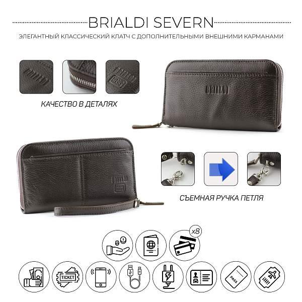 Мужской клатч BRIALDI Severn (Северн) relief brown BR28615CN Коричневый Brialdi, Артикул: BR28615CN фото №1