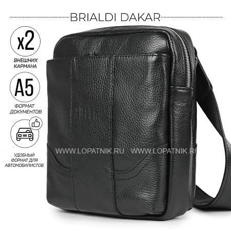 кожаная сумка через плечо brialdi dakar (дакар) relief black br31403pn черный Brialdi