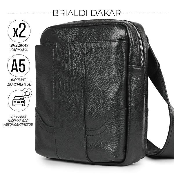 Кожаная сумка через плечо BRIALDI Dakar (Дакар) relief black BR31403PN Черный Brialdi, Артикул: BR31403PN фото №1