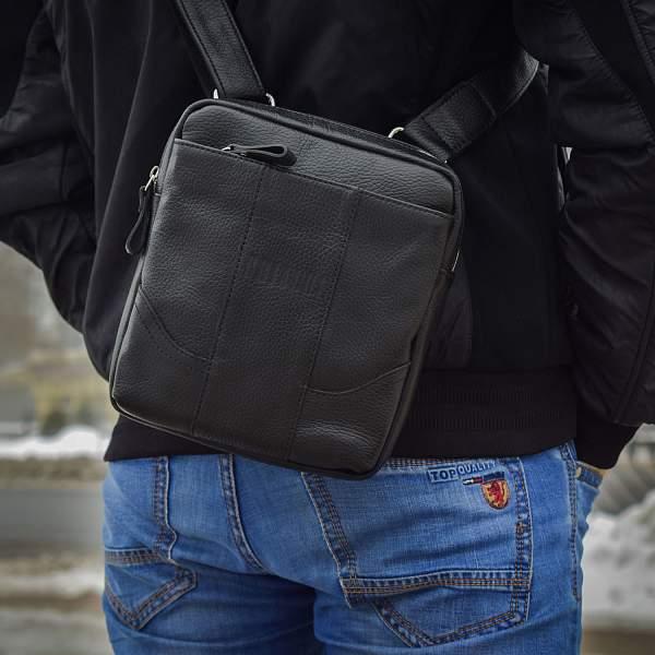 Кожаная сумка через плечо BRIALDI Dakar (Дакар) relief black BR31403PN Черный Brialdi, Артикул: BR31403PN фото №1