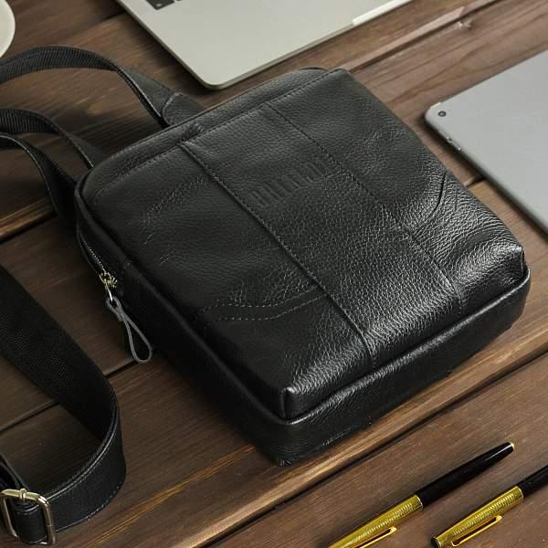 Кожаная сумка через плечо BRIALDI Dakar (Дакар) relief black BR31403PN Черный Brialdi, Артикул: BR31403PN фото №1