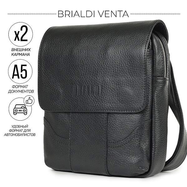Кожаная сумка через плечо BRIALDI Venta (Вента) relief black BR31478US Черный Brialdi, Артикул: BR31478US фото №1