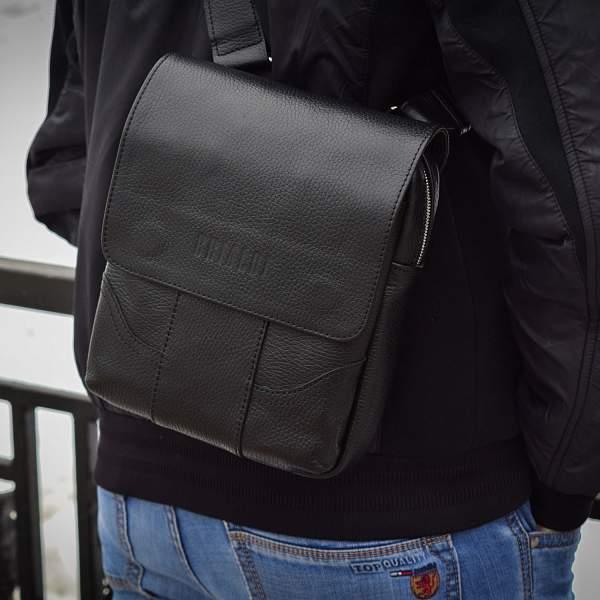 Кожаная сумка через плечо BRIALDI Venta (Вента) relief black BR31478US Черный Brialdi, Артикул: BR31478US фото №1