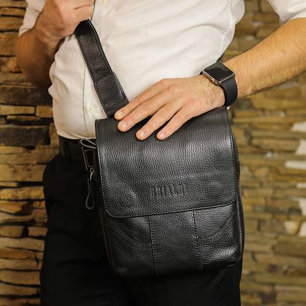 Кожаная сумка через плечо BRIALDI Venta (Вента) relief black BR31478US Черный Brialdi, Артикул: BR31478US фото №1