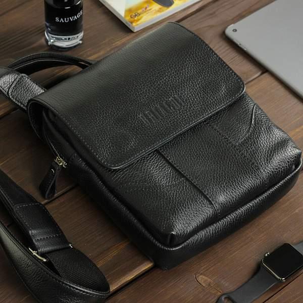 Кожаная сумка через плечо BRIALDI Venta (Вента) relief black BR31478US Черный Brialdi, Артикул: BR31478US фото №1