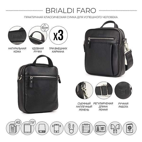 Кожаная сумка через плечо BRIALDI Faro (Фару) relief black BR33396OM Черный Brialdi, Артикул: BR33396OM фото №1