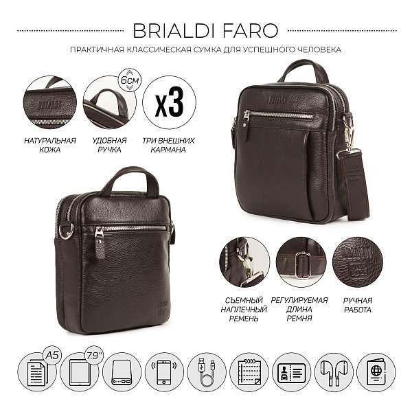 Кожаная сумка через плечо BRIALDI Faro (Фару) relief brown BR33398VA Коричневый Brialdi, Артикул: BR33398VA фото №1
