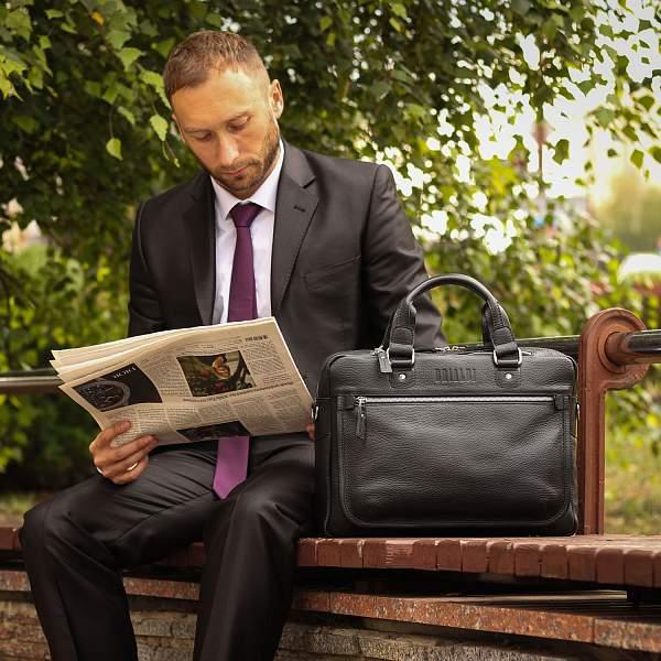 Деловая сумка BRIALDI York (Йорк) relief black BR34102CO Черный Brialdi, Артикул: BR34102CO фото №1