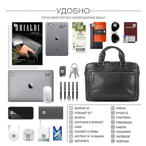 Деловая сумка BRIALDI York (Йорк) relief black BR34102CO Черный Brialdi, Артикул: BR34102CO фото №1
