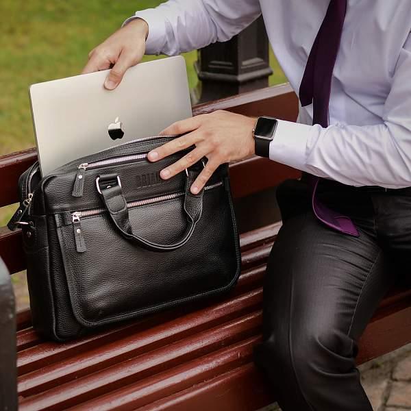 Деловая сумка BRIALDI York (Йорк) relief black BR34102CO Черный Brialdi, Артикул: BR34102CO фото №1