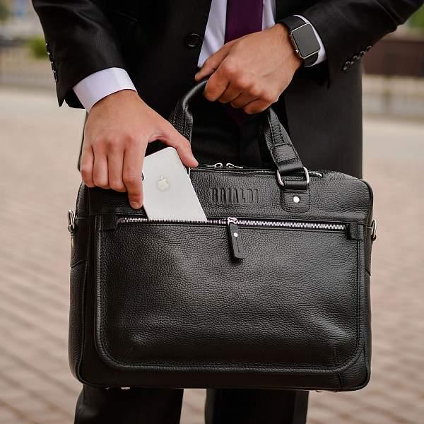 Деловая сумка BRIALDI York (Йорк) relief black BR34102CO Черный Brialdi, Артикул: BR34102CO фото №1