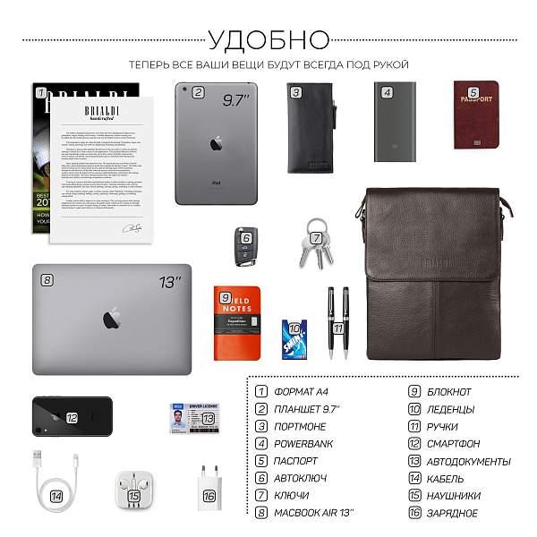 Вертикальная сумка через плечо BRIALDI Delphi (Делфи) relief brown BR34398KG Коричневый Brialdi, Артикул: BR34398KG фото №1