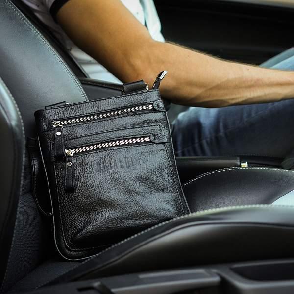 Кожаная сумка через плечо BRIALDI Headford (Хедфорд) relief black BR34404NS Черный Brialdi, Артикул: BR34404NS фото №1