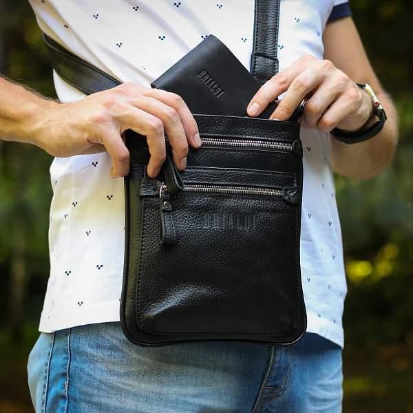 Кожаная сумка через плечо BRIALDI Headford (Хедфорд) relief black BR34404NS Черный Brialdi, Артикул: BR34404NS фото №1