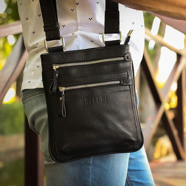 Кожаная сумка через плечо BRIALDI Headford (Хедфорд) relief black BR34404NS Черный Brialdi, Артикул: BR34404NS фото №1