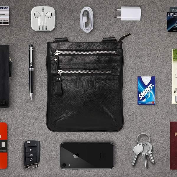 Кожаная сумка через плечо BRIALDI Headford (Хедфорд) relief black BR34404NS Черный Brialdi, Артикул: BR34404NS фото №1