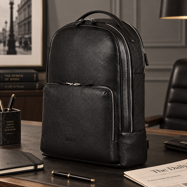 Мужской рюкзак с 2 автономными отделениями BRIALDI Daily (Дейли) relief black BR37166JZ Черный Brialdi, Артикул: BR37166JZ фото №1