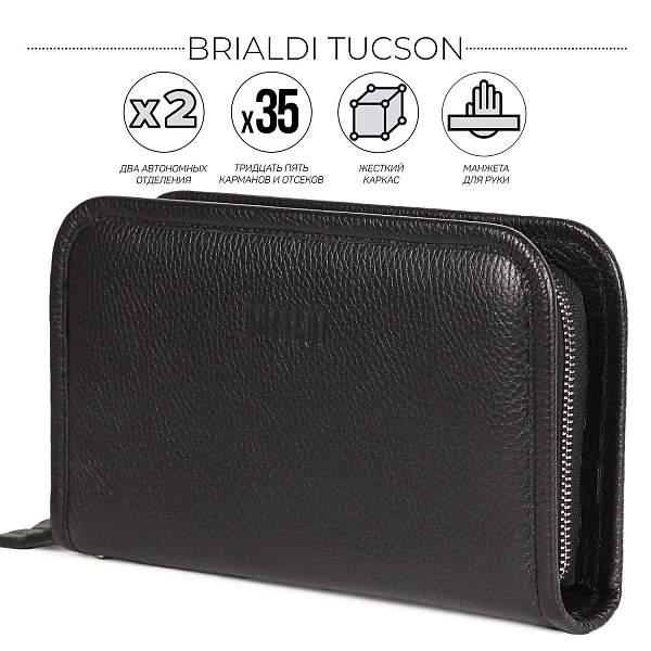 Вместительный мужской клатч BRIALDI Tucson (Тусон) relief black BR44382UL Черный Brialdi, Артикул: BR44382UL фото №1