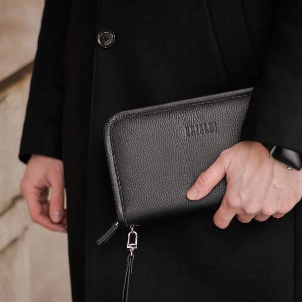 Вместительный мужской клатч BRIALDI Tucson (Тусон) relief black BR44382UL Черный Brialdi, Артикул: BR44382UL фото №1