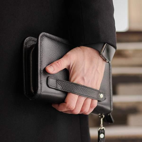 Вместительный мужской клатч BRIALDI Tucson (Тусон) relief black BR44382UL Черный Brialdi, Артикул: BR44382UL фото №1