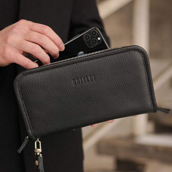 Вместительный мужской клатч BRIALDI Tucson (Тусон) relief black BR44382UL Черный Brialdi, Артикул: BR44382UL фото №1