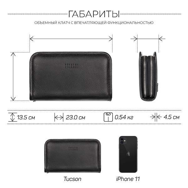 Вместительный мужской клатч BRIALDI Tucson (Тусон) relief black BR44382UL Черный Brialdi, Артикул: BR44382UL фото №1
