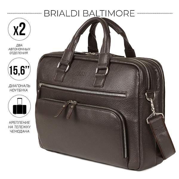 Мужская деловая сумка с 23 карманами и отделами BRIALDI Baltimore (Балтимор) relief brown BR44549XH Коричневый Brialdi, Артикул: BR44549XH фото №1