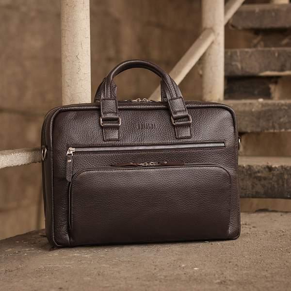 Мужская деловая сумка с 23 карманами и отделами BRIALDI Baltimore (Балтимор) relief brown BR44549XH Коричневый Brialdi, Артикул: BR44549XH фото №1