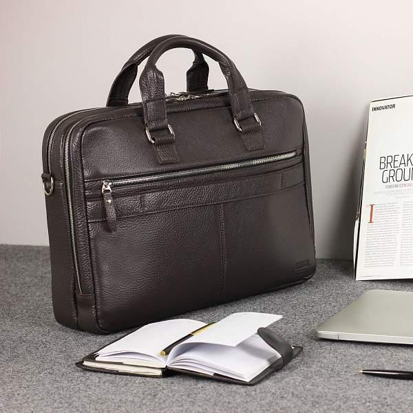 Мужская деловая сумка с 23 карманами и отделами BRIALDI Baltimore (Балтимор) relief brown BR44549XH Коричневый Brialdi, Артикул: BR44549XH фото №1