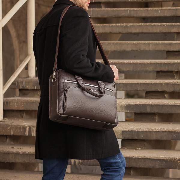 Мужская деловая сумка с 23 карманами и отделами BRIALDI Baltimore (Балтимор) relief brown BR44549XH Коричневый Brialdi, Артикул: BR44549XH фото №1