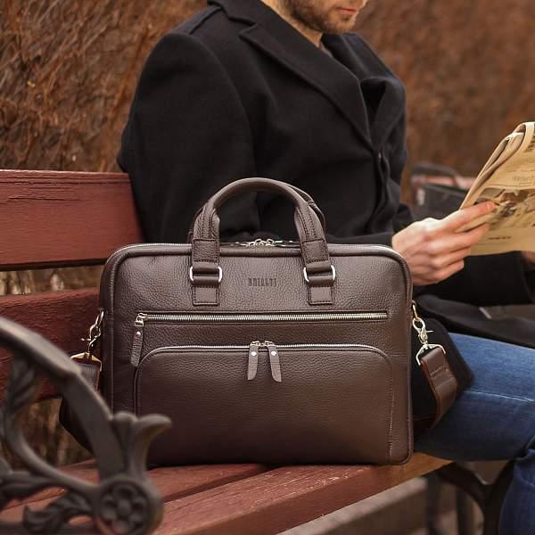 Мужская деловая сумка с 23 карманами и отделами BRIALDI Baltimore (Балтимор) relief brown BR44549XH Коричневый Brialdi, Артикул: BR44549XH фото №1