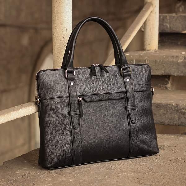 Мужская деловая сумка SLIM-формата для документов BRIALDI Hamilton (Гамильтон) relief black BR44550DR Черный Brialdi, Артикул: BR44550DR фото №1