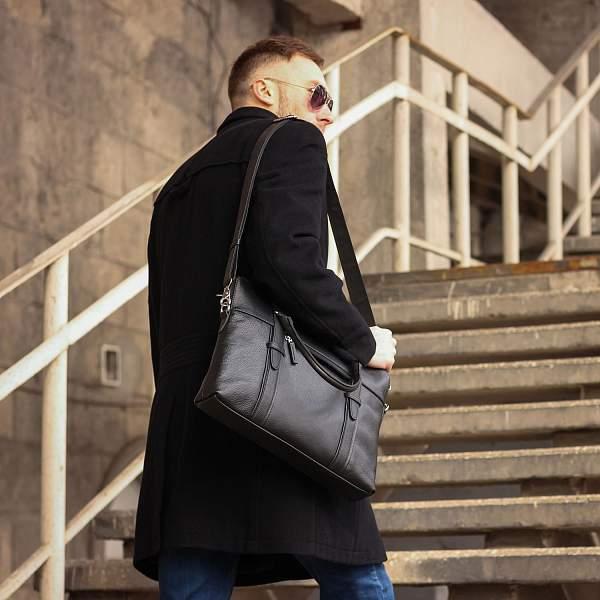 Мужская деловая сумка SLIM-формата для документов BRIALDI Hamilton (Гамильтон) relief black BR44550DR Черный Brialdi, Артикул: BR44550DR фото №1