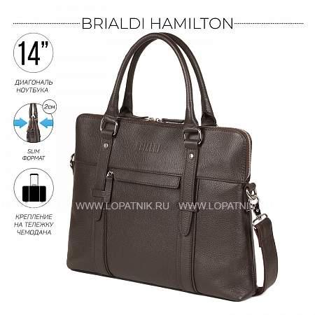 мужская деловая сумка slim-формата для документов brialdi hamilton (гамильтон) relief brown br44551ni коричневый Brialdi