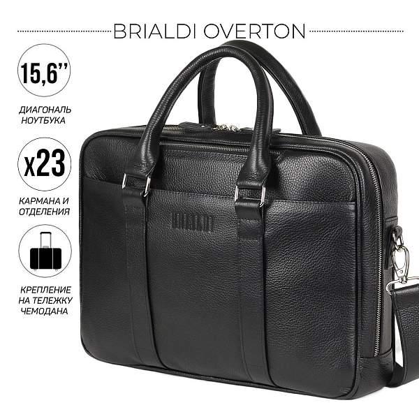 Функциональная мужская деловая сумка BRIALDI Overton (Эвертон) relief black BR44555WH Черный Brialdi, Артикул: BR44555WH фото №1