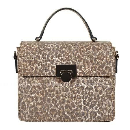 классическая женская сумка среднего размера brialdi agata (агата) velour leopard br46859dr коричневый Brialdi