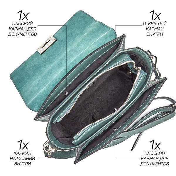 Классическая женская сумка среднего размера BRIALDI Agata (Агата) relief mint BR46863YN Бирюзовый Brialdi, Артикул: BR46863YN фото №1